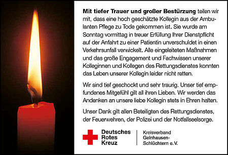 Mit tiefer Trauer und großer Bestürzung