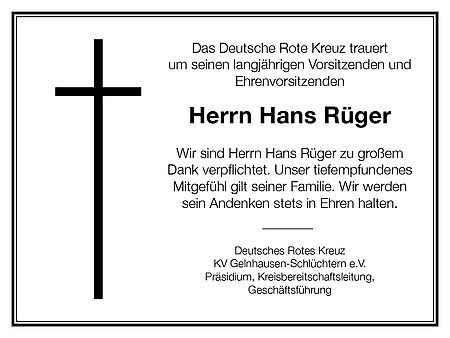 Nachruf Herr Hans Rüger