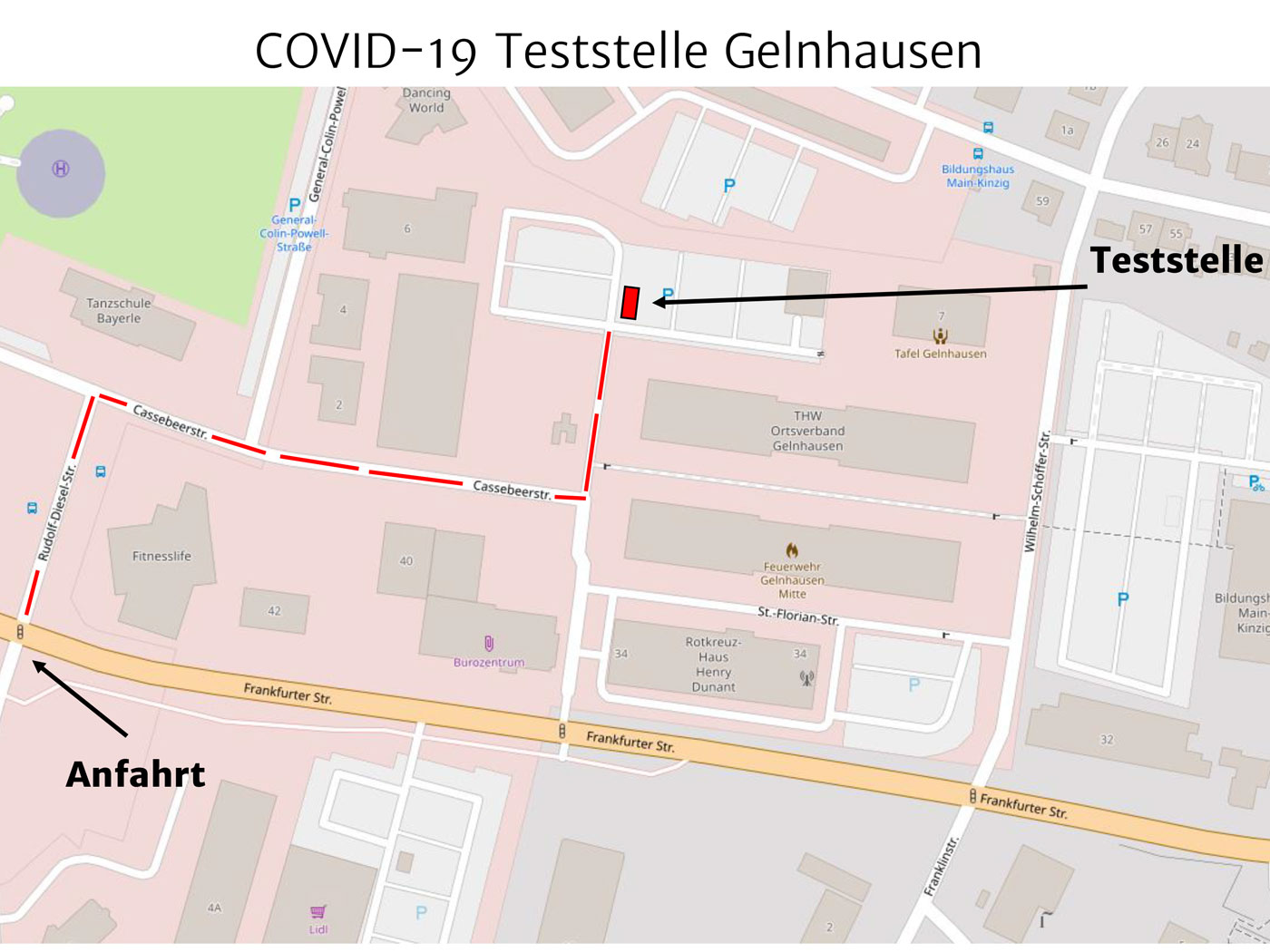 Covid-19 Teststelle Gelnhausen - Anfahrtsbeschreibung